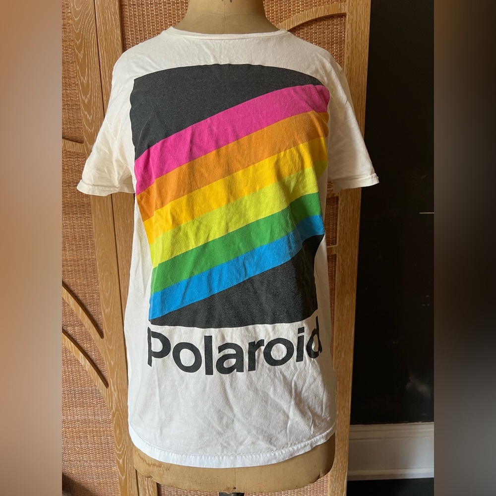 Vintage distressed Polaroid White Cotton T-Shirt